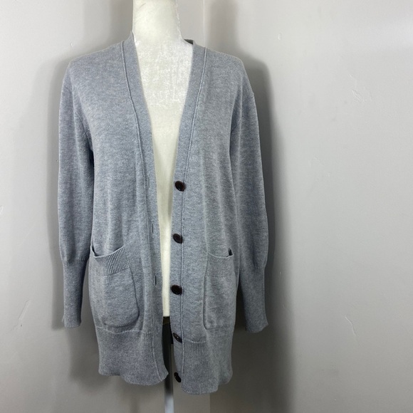 J. Crew Gray Button Up Long Cardigan Small - Picture 2 of 8